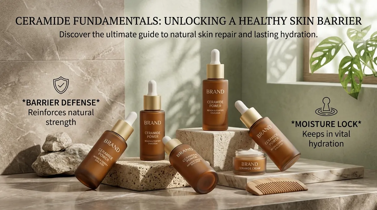 Private label ceramide skincare line - ceramide power serum and cream products developed by MoCelie, OEM skincare manufacturer